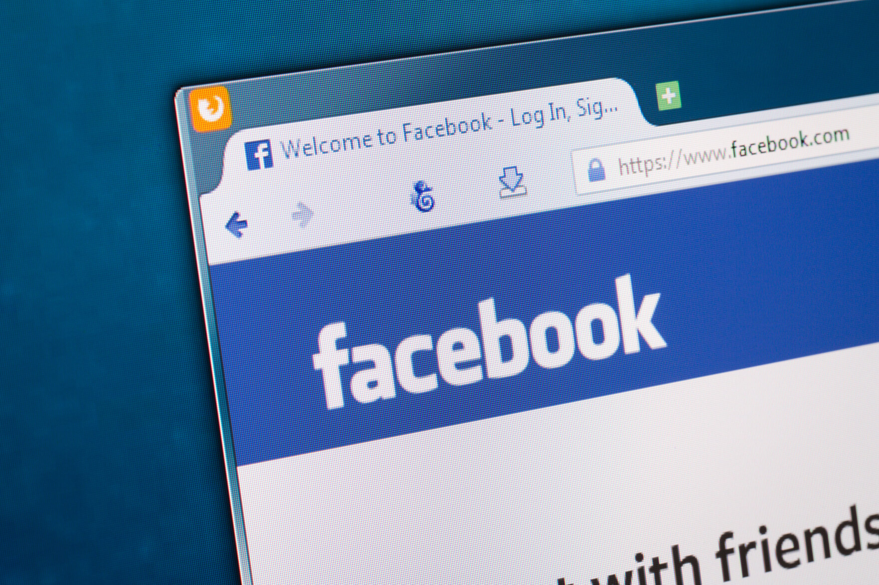 Browser mit geöffneter Facebook-Seite 