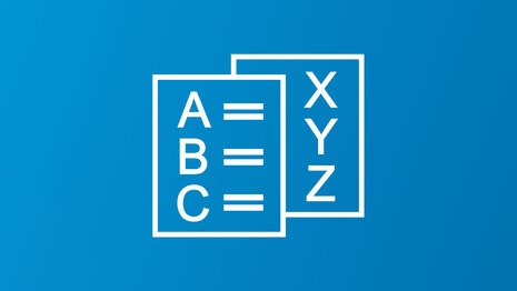 Symbolische Darstellung mit zwei Dokumenten. Das vordere enthält die Buchstaben A, B und C; das hintere X, Y und Z.