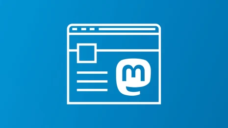 Symbolische Darstellung eines Browserfensters mit dem Logo des Sozialen Netzwerks Mastodon