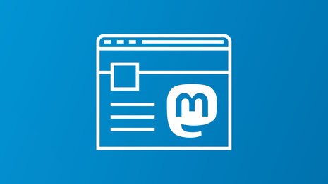Symbolische Darstellung eines Browserfensters mit dem Logo des Sozialen Netzwerks Mastodon