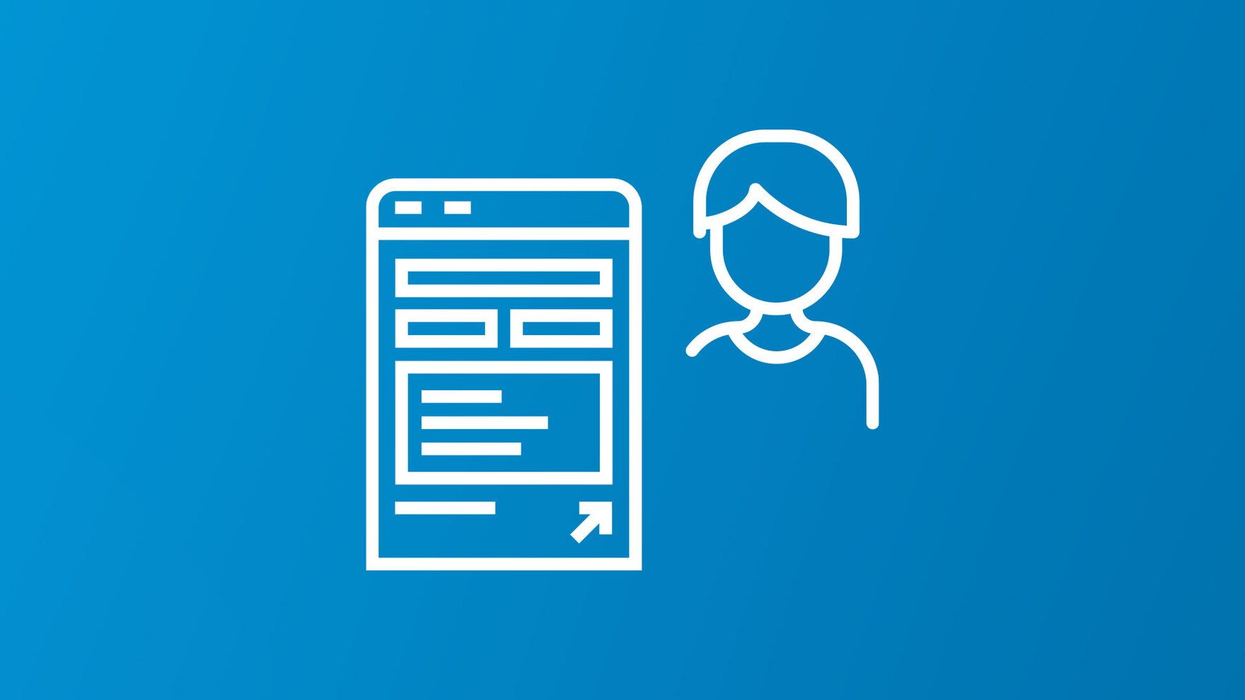 Symbolhafte Darstellung eines Onlineformulars und einer Person