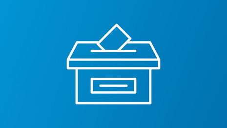 Symbolhafte Darstellung einer Wahlurne mit Briefumschlag