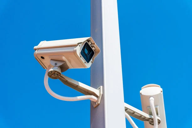 Überwachungskameras an einem Mast